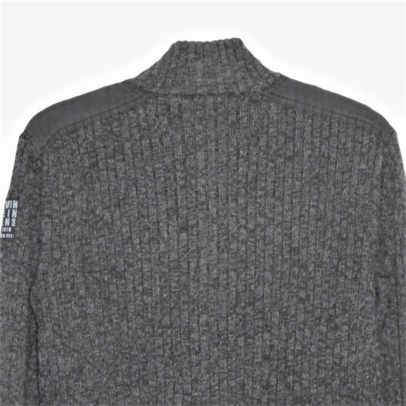 Calvin Klein Jeans 100% Cotton Men's Ribbed Knit Grey Cardigan Sweater … - Picture 7 of 13